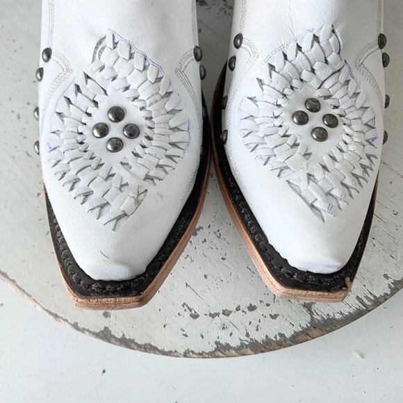 Lane COSSETTE Womens White Cowboy Boots 6.5 Western Cowgirl Mid Calf Pointed Toe - Picture 6 of 11